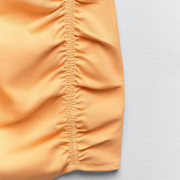 ZARA ORANGE RUCHED RIB SKIRT - Picture 6 of 6